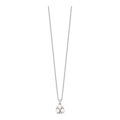 Sterling Silver Freshwater Cultured Pearl & CZ Button 3-Pearl Necklace – view 3