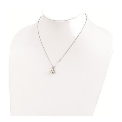 Sterling Silver Freshwater Cultured Pearl & CZ Button 3-Pearl Necklace – view 5