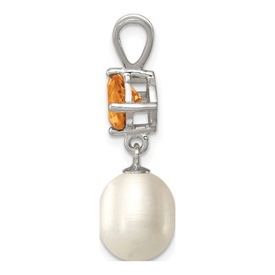 Sterling Silver Freshwater Cultured Pearl & Citrine Teardrop 75CI Pendant – view 3