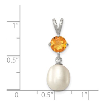 Sterling Silver Freshwater Cultured Pearl & Citrine Teardrop 75CI Pendant – view 4