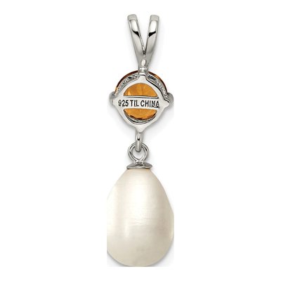 Sterling Silver Freshwater Cultured Pearl & Citrine Teardrop 75CI Pendant – view 5