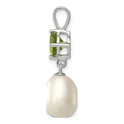 Sterling Silver Freshwater Cultured Pearl & Peridot Teardrop 90PE Pendant – view 3