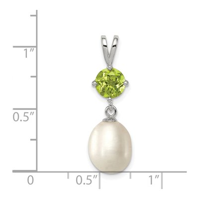 Sterling Silver Freshwater Cultured Pearl & Peridot Teardrop 90PE Pendant – view 4