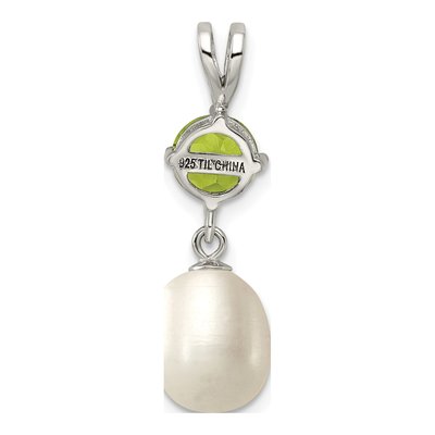 Sterling Silver Freshwater Cultured Pearl & Peridot Teardrop 90PE Pendant – view 5
