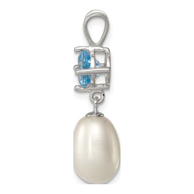 Sterling Silver Freshwater Cultured Pearl & Sky Blue Topaz Pendant – view 3
