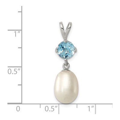 Sterling Silver Freshwater Cultured Pearl & Sky Blue Topaz Pendant – view 4