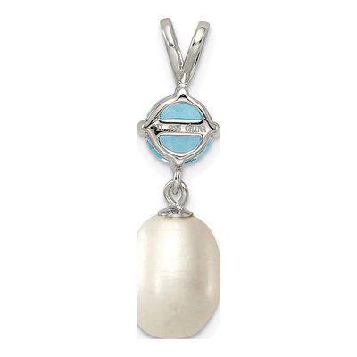 Sterling Silver Freshwater Cultured Pearl & Sky Blue Topaz Pendant – view 5