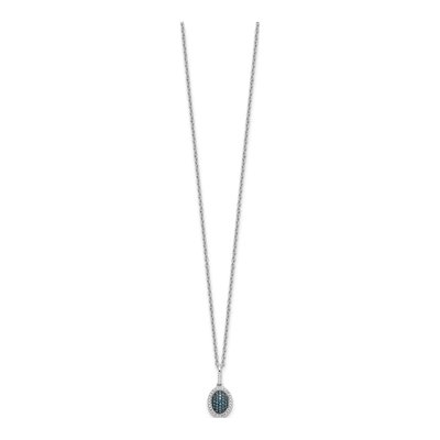 Sterling Silver 1/10 ct tw Diamond Oval Pendant Necklace – view 3