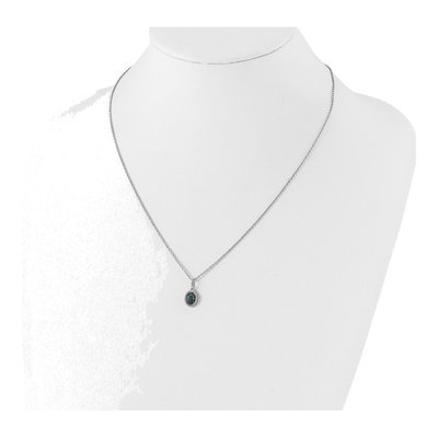 Sterling Silver 1/10 ct tw Diamond Oval Pendant Necklace – view 4