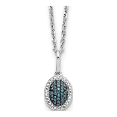 Sterling Silver 1/10 ct tw Diamond Oval Pendant Necklace