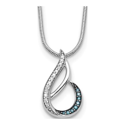 Sterling Silver 0.08 ct tw Diamond Teardrop Pendant