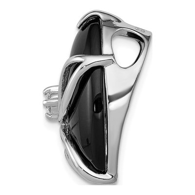 Sterling Silver Onyx & CZ Slide Pendant – view 3