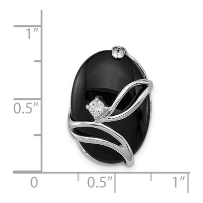 Sterling Silver Onyx & CZ Slide Pendant – view 4