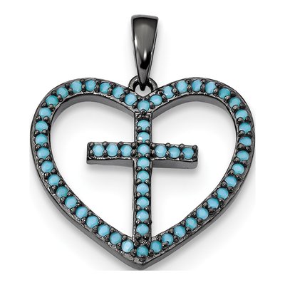 Sterling Silver Black-Rhodium Howlite Cross Pendant