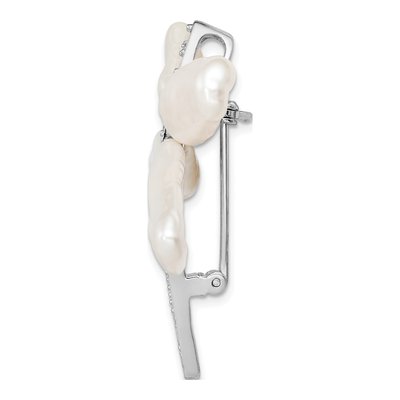 Sterling Silver Pearl & CZ Dragonfly Slide Pin – view 2