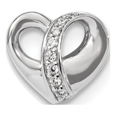 Sterling Silver CZ Heart Slide Pendant