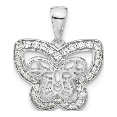 Sterling Silver CZ Butterfly Pendant