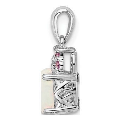Sterling Silver Lab-Created Opal & Diamond Pendant – view 3