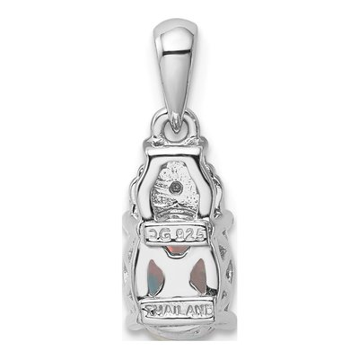 Sterling Silver Lab-Created Opal & Diamond Pendant – view 4
