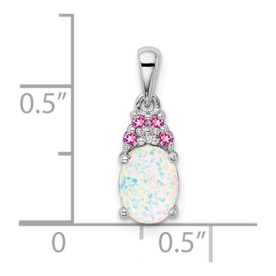 Sterling Silver Lab-Created Opal & Diamond Pendant – view 5