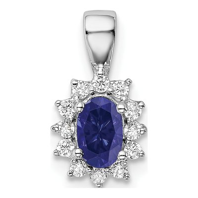 Sterling Silver Lab-Created Sapphire & CZ Pendant