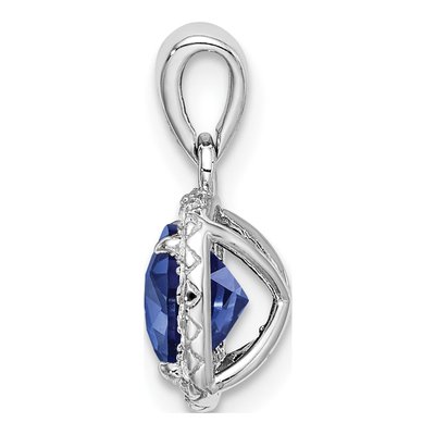 Sterling Silver Lab-Created Sapphire Pendant – view 3