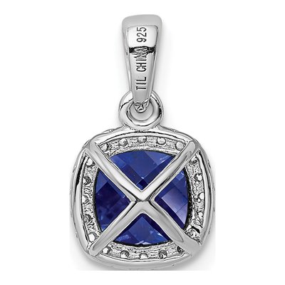 Sterling Silver Lab-Created Sapphire Pendant – view 4