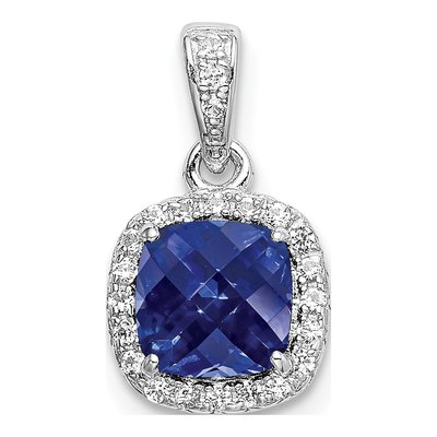 Sterling Silver Lab-Created Sapphire Pendant