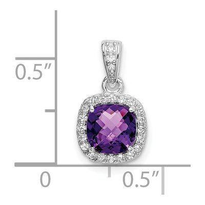 Sterling Silver Amethyst & Lab-Created Sapphire RH Pendant – view 5