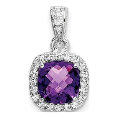 Sterling Silver Amethyst & Lab-Created Sapphire RH Pendant