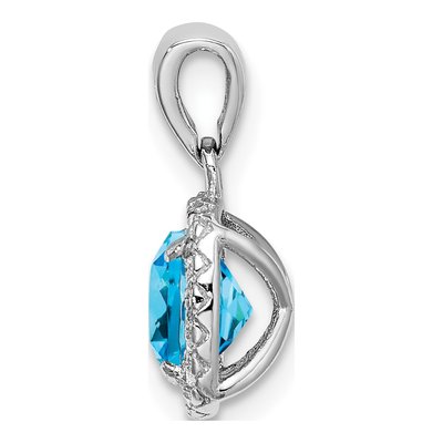 Sterling Silver Swiss Blue Topaz & Lab-Created Sapphire Pendant – view 3