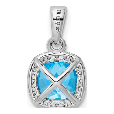 Sterling Silver Swiss Blue Topaz & Lab-Created Sapphire Pendant – view 4