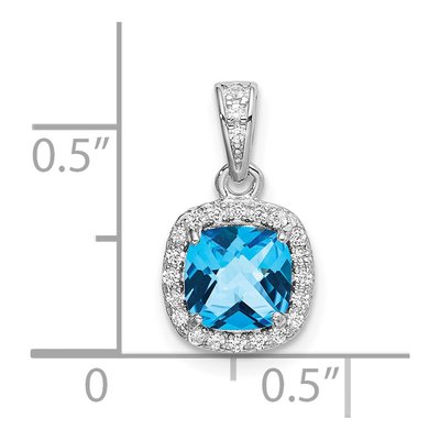 Sterling Silver Swiss Blue Topaz & Lab-Created Sapphire Pendant – view 5