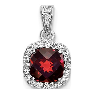 Sterling Silver Garnet & Lab-Created Sapphire Pendant