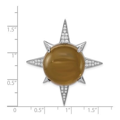 Sterling Silver CZ Sunburst Slide Pendant – view 4
