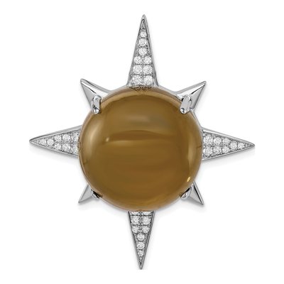 Sterling Silver CZ Sunburst Slide Pendant