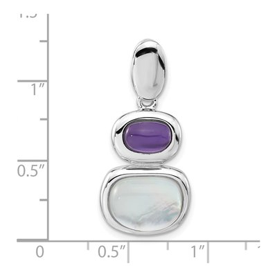 Sterling Silver Mother of Pearl & Crystal Slide Pendant – view 4
