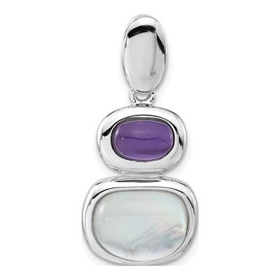 Sterling Silver Mother of Pearl & Crystal Slide Pendant