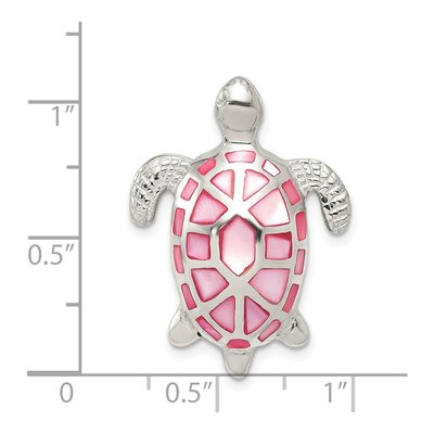 Sterling Silver Mother of Pearl Turtle Slide Pendant – view 3