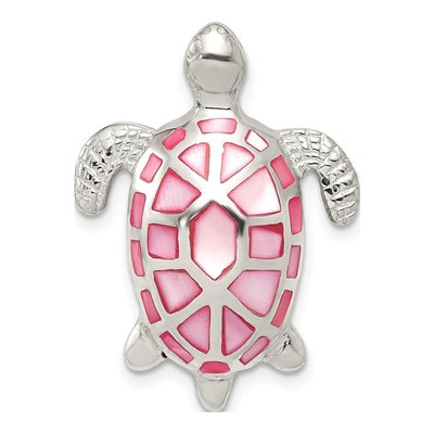 Sterling Silver Mother of Pearl Turtle Slide Pendant