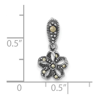 Sterling Silver Marcasite Flower Pendant – view 4