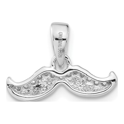Sterling Silver CZ Mustache Pendant – view 3