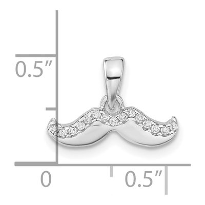 Sterling Silver CZ Mustache Pendant – view 4