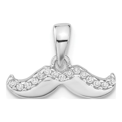 Sterling Silver CZ Mustache Pendant
