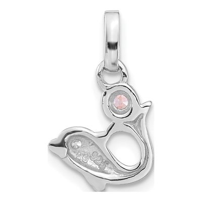 Sterling Silver CZ Clear Dolphin Pendant – view 3