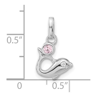 Sterling Silver CZ Clear Dolphin Pendant – view 4