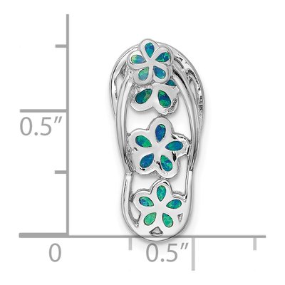 Sterling Silver Lab-Created Opal Flip Flop Slide Pendant – view 5