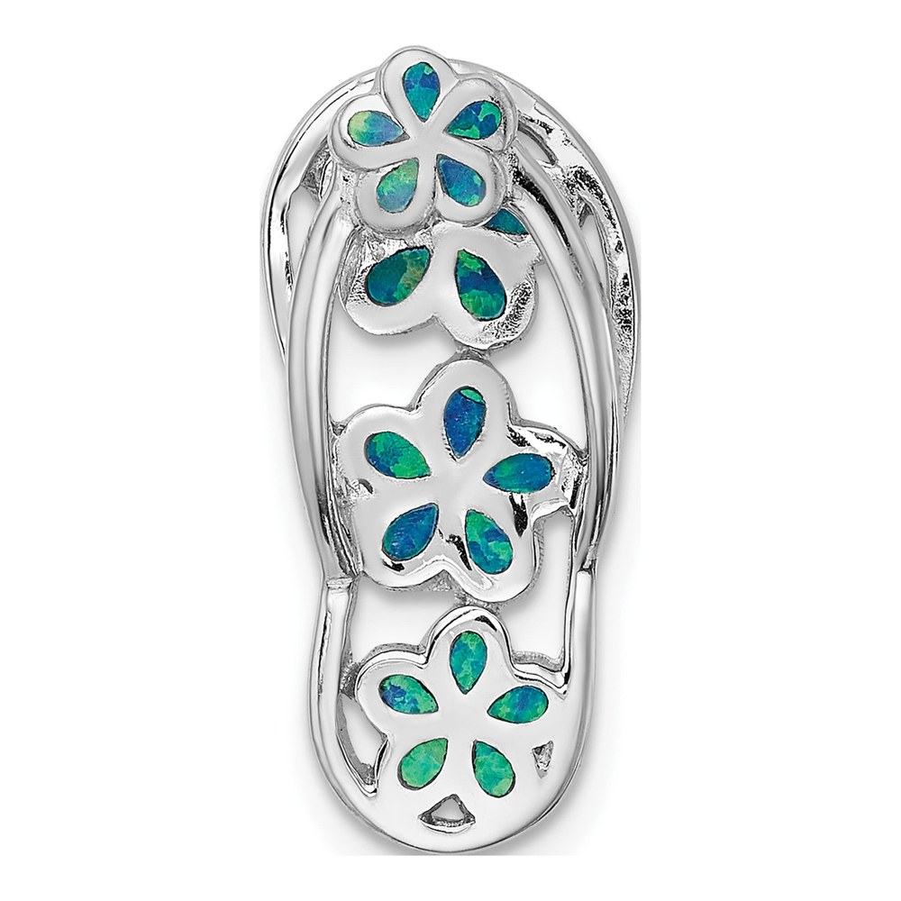 Sterling Silver Lab-Created Opal Flip Flop Slide Pendant