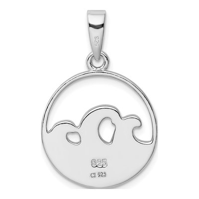 Sterling Silver Lab-Created Opal Wave Pendant – view 4