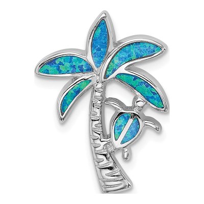 Sterling Silver Lab-Created Opal Palm Tree Charm